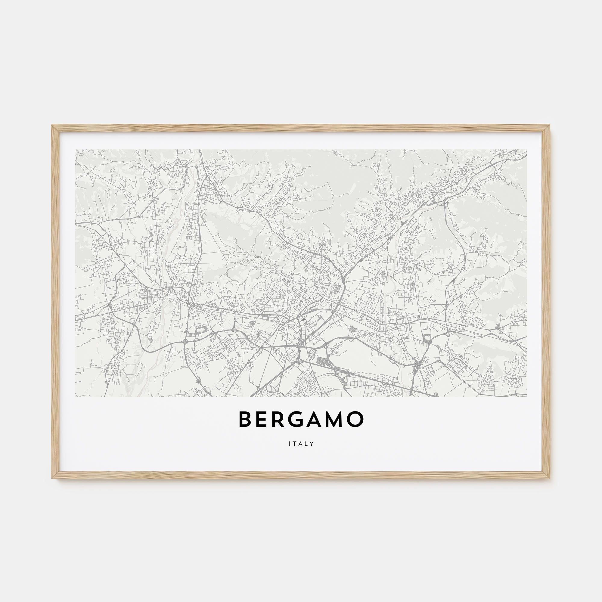 Bergamo Map Landscape Poster