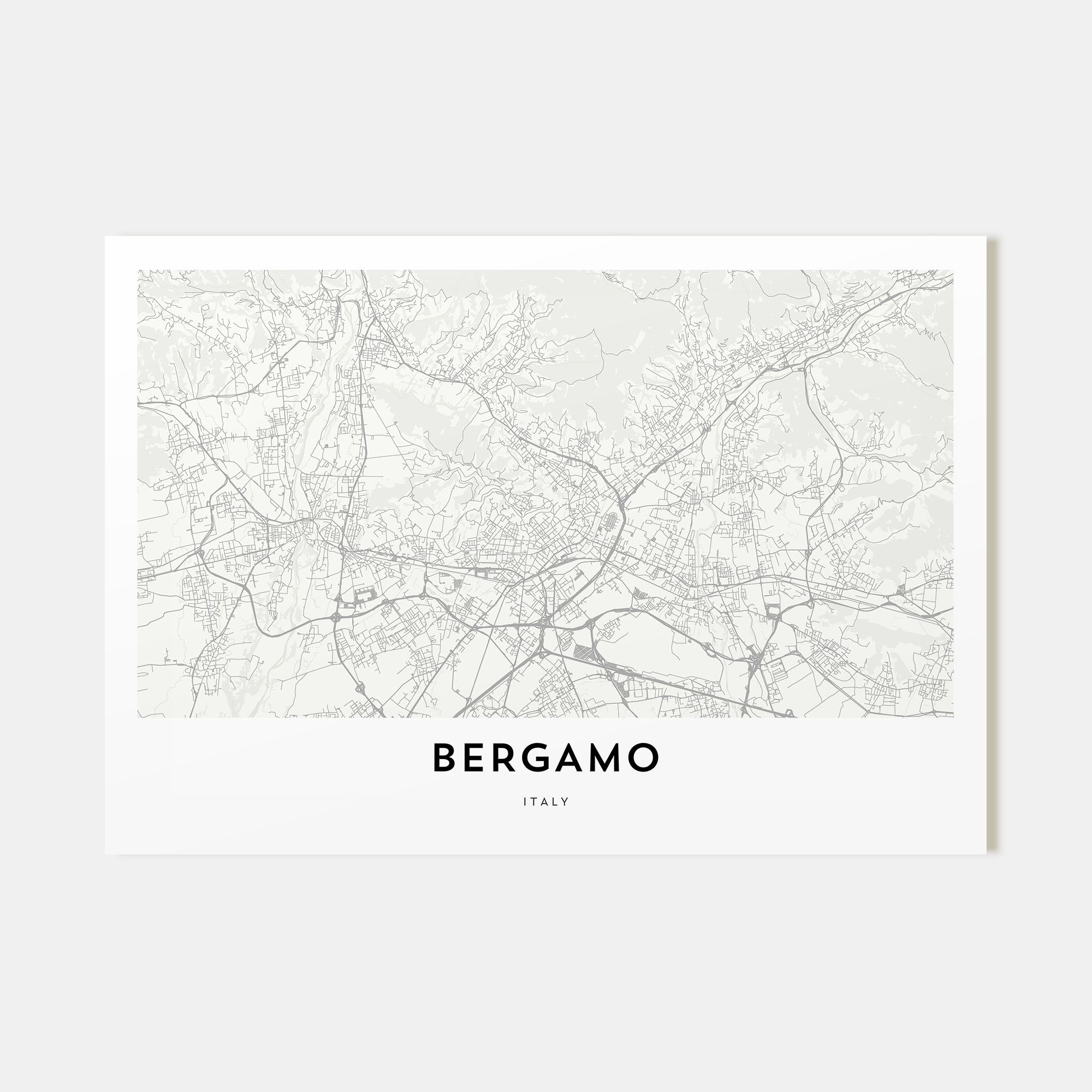 Bergamo Map Landscape Poster