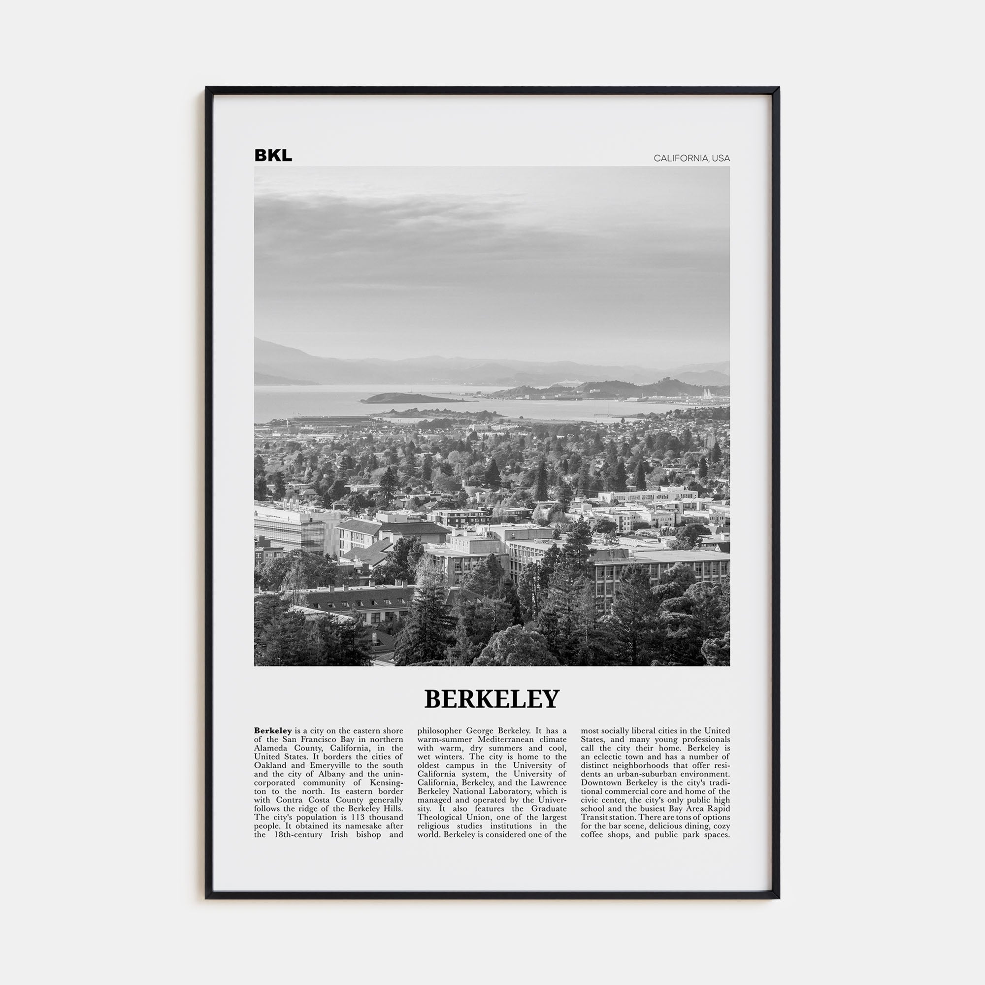 Berkeley Travel B&W Poster