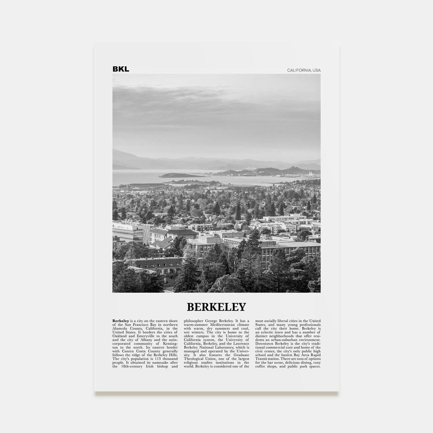 Berkeley Travel B&W Poster