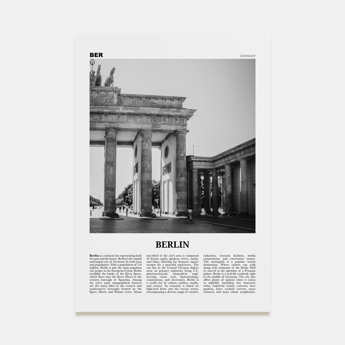 Berlin Travel B&W No 1 Poster