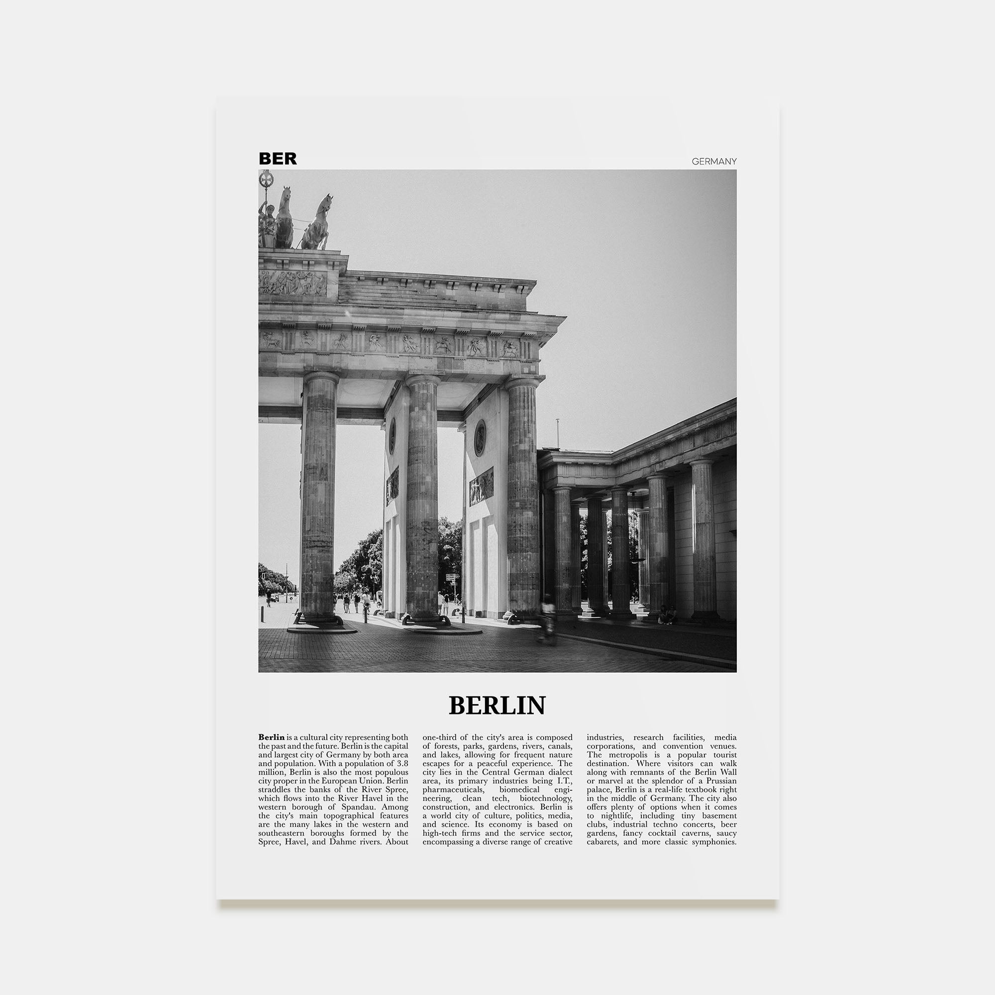 Berlin Travel B&W No 1 Poster