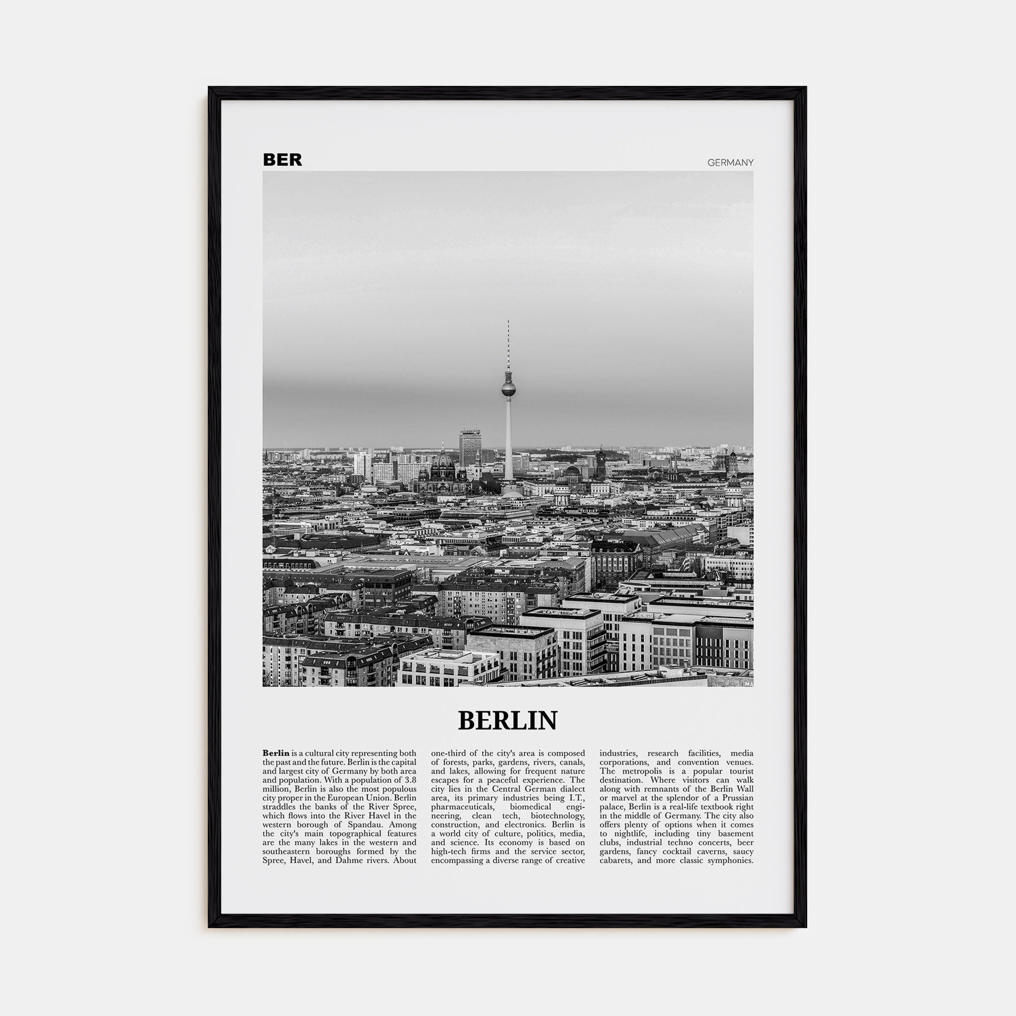 Berlin Travel B&W No 2 Poster