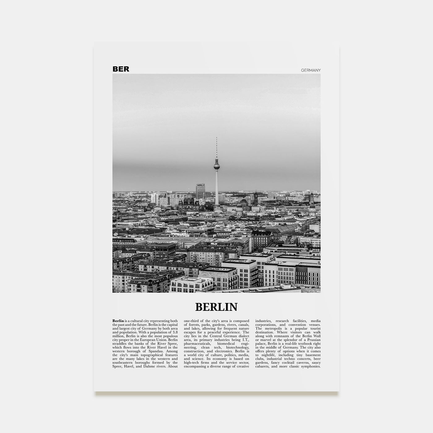 Berlin Travel B&W No 2 Poster