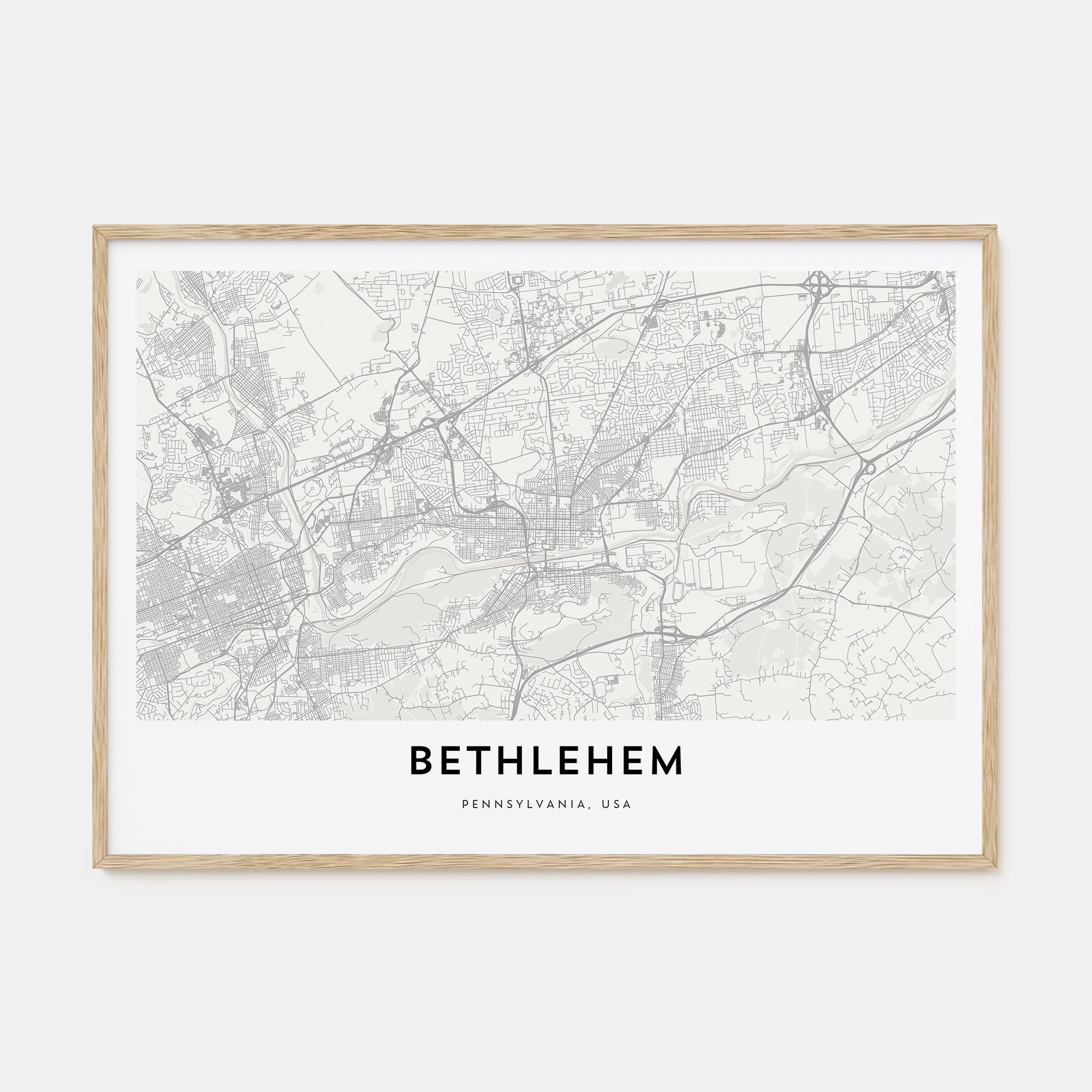 Bethlehem, Pennsylvania Map Landscape Poster