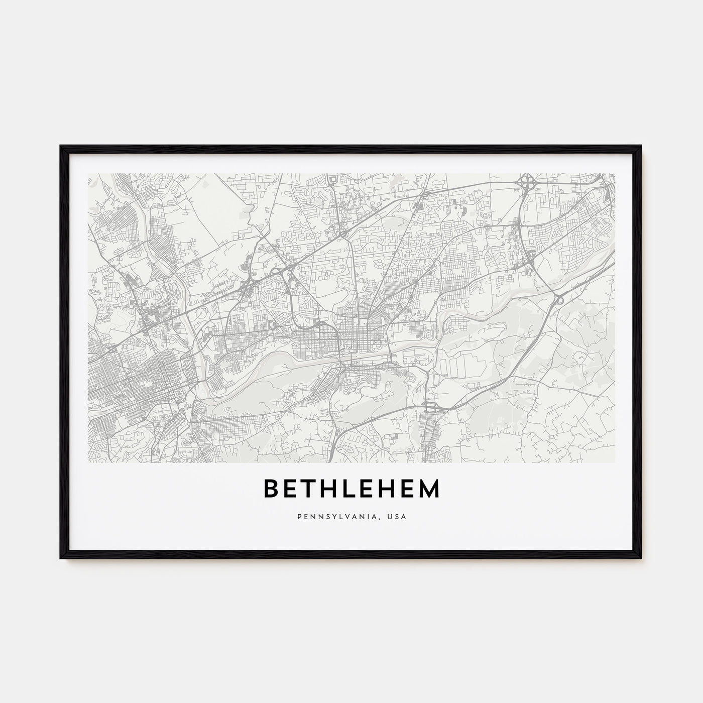 Bethlehem, Pennsylvania Map Landscape Poster
