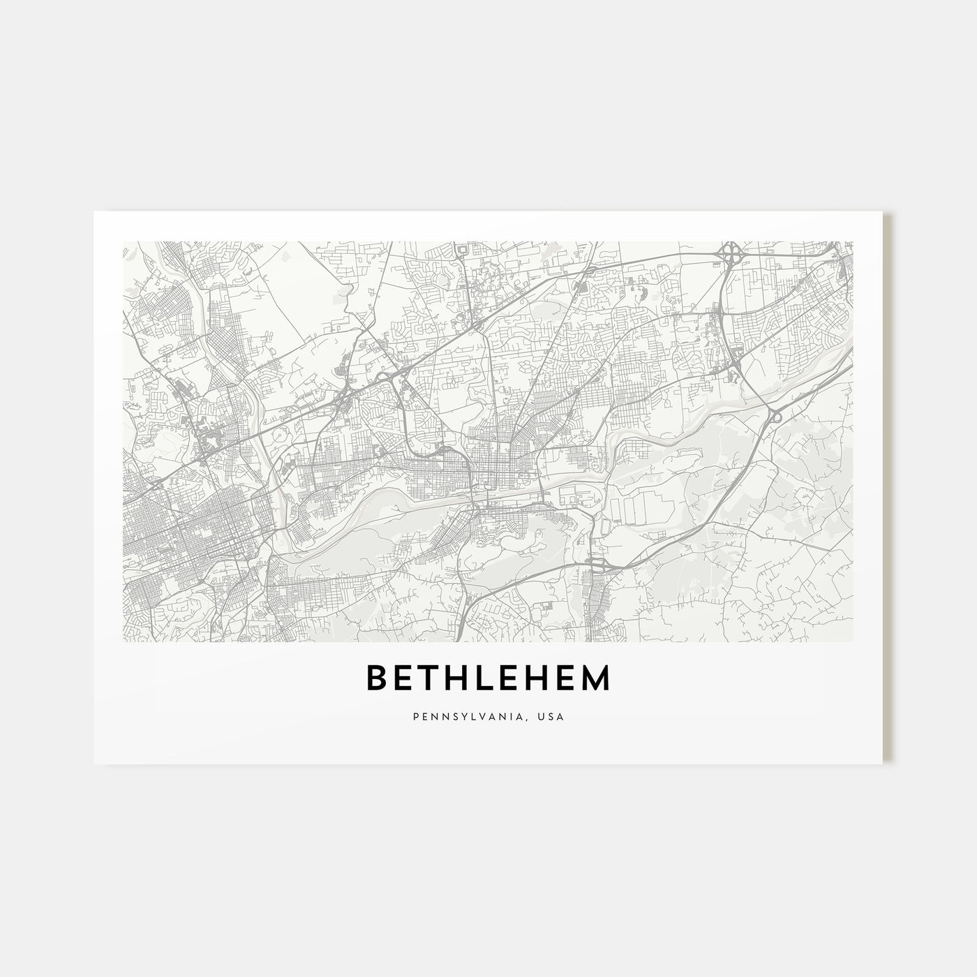 Bethlehem, Pennsylvania Map Landscape Poster