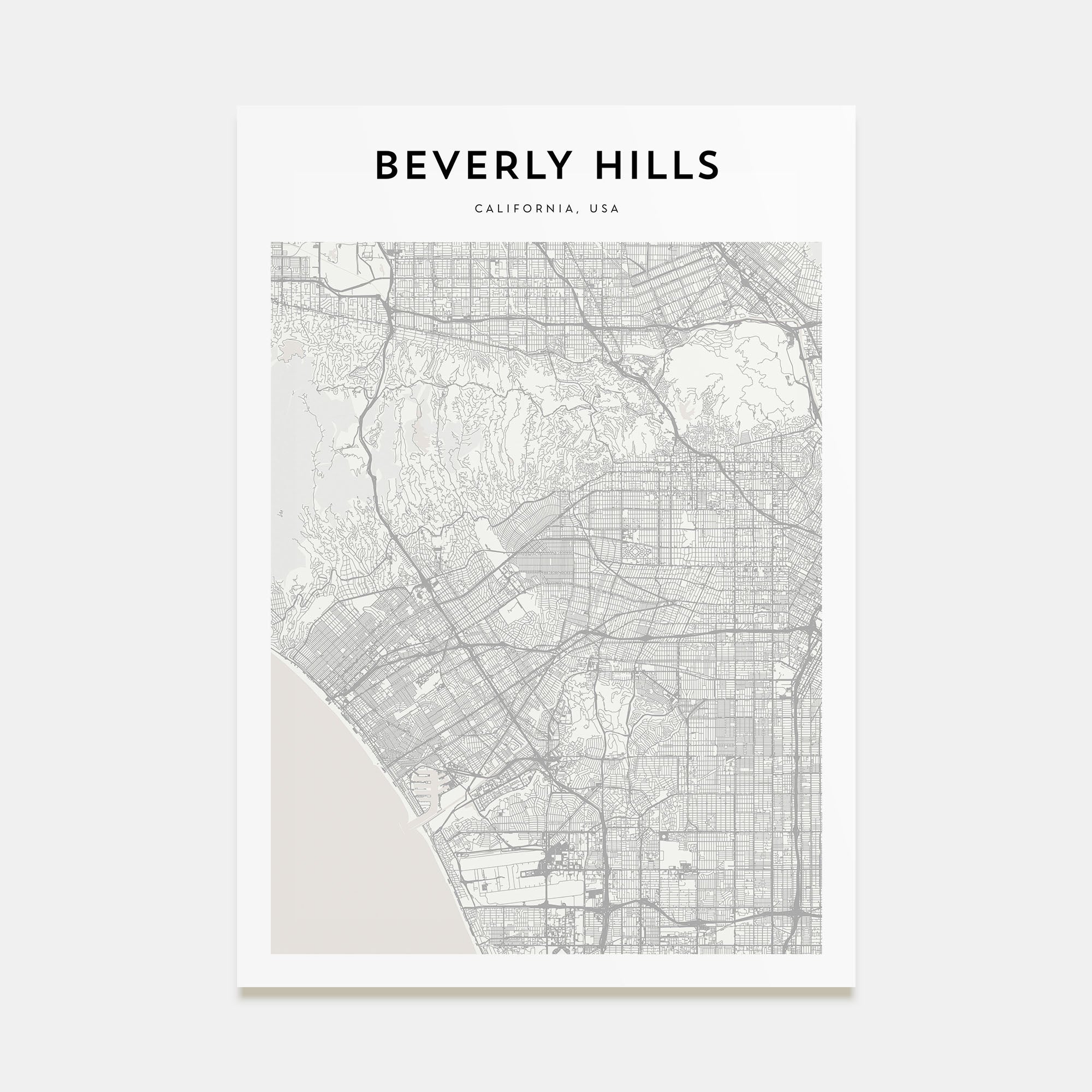 Beverly Hills Map Portrait Poster