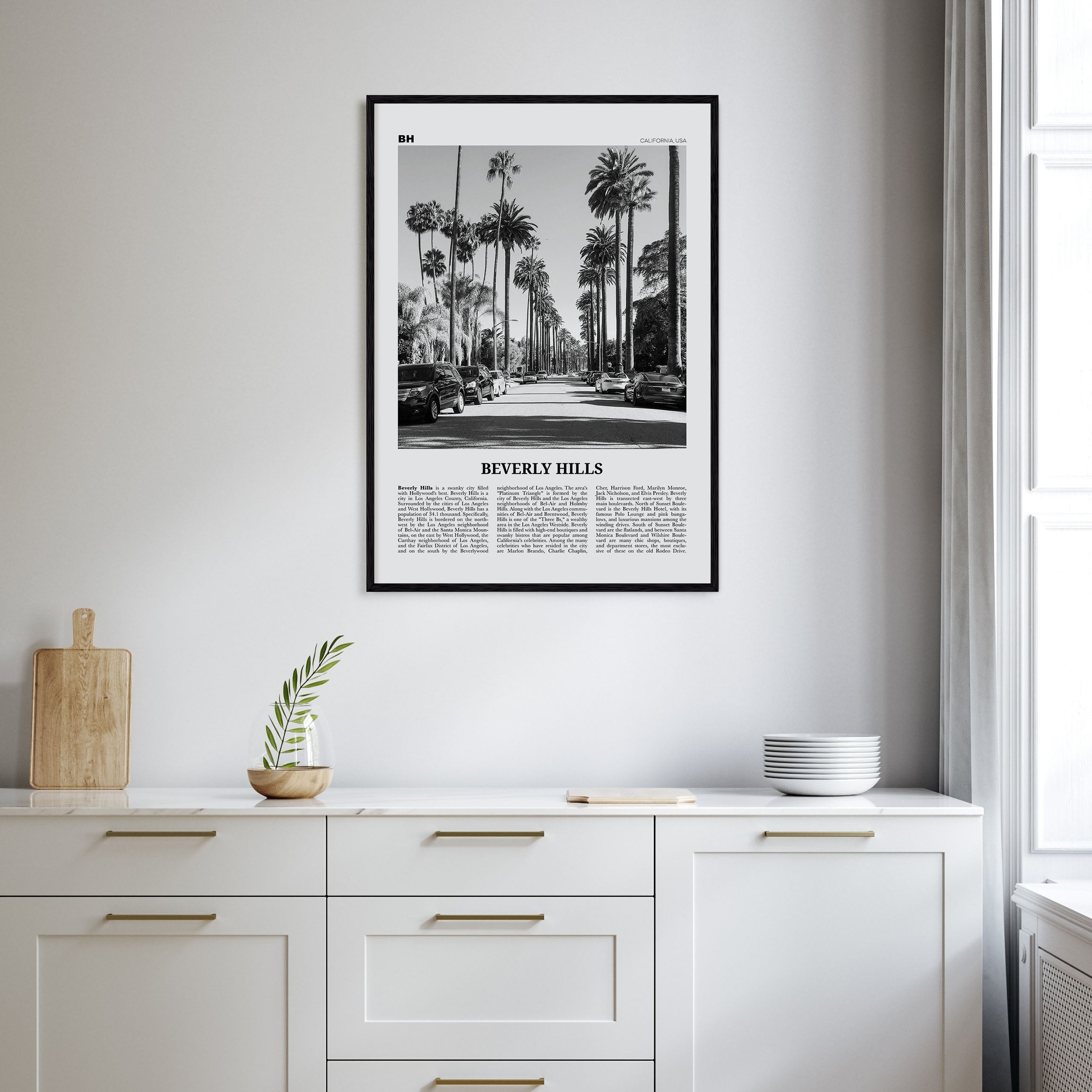 Beverly Hills Travel B&W Poster
