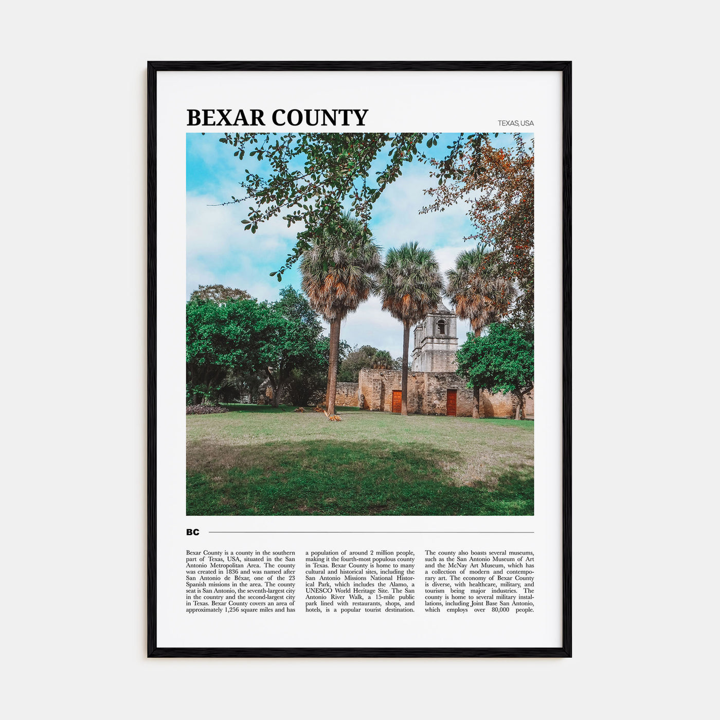 Bexar County Travel Color Poster