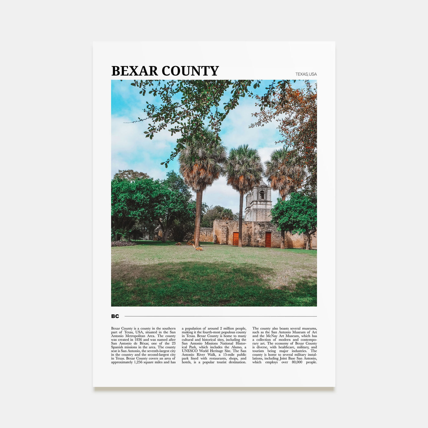 Bexar County Travel Color Poster