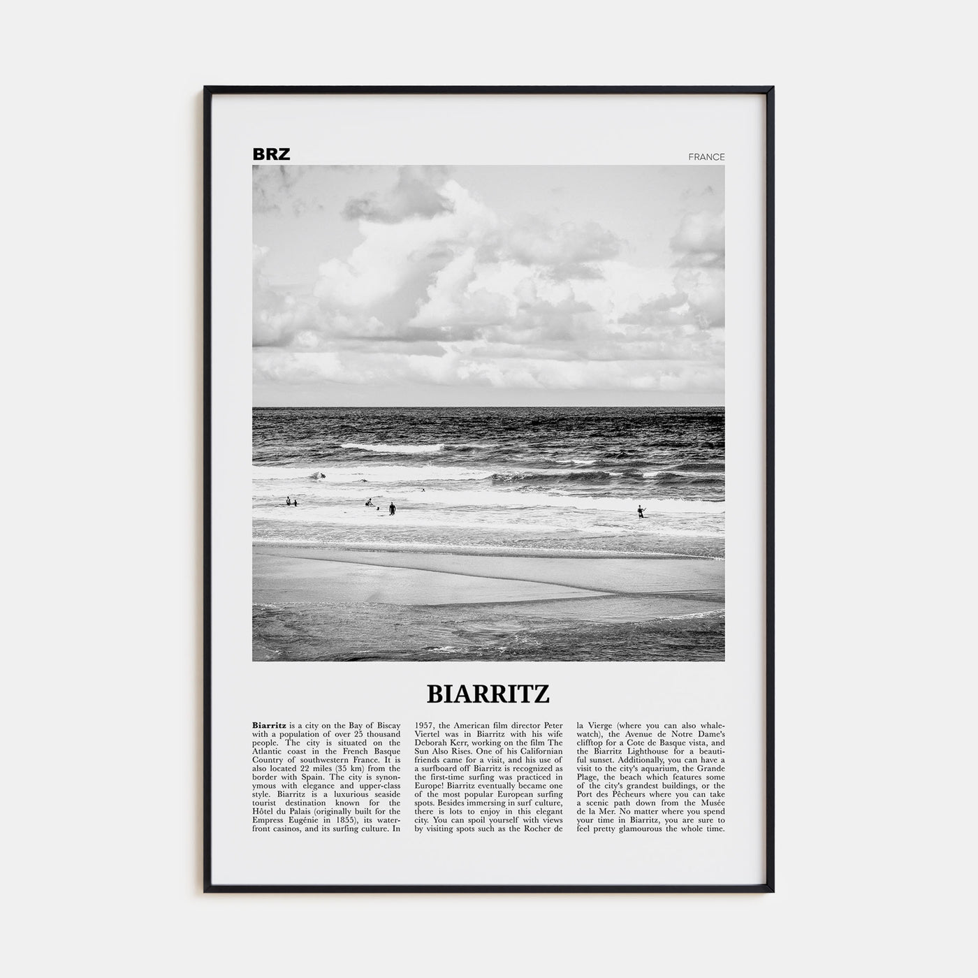 Biarritz Travel B&W Poster