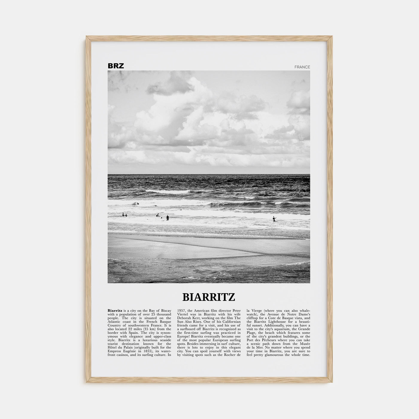 Biarritz Travel B&W Poster