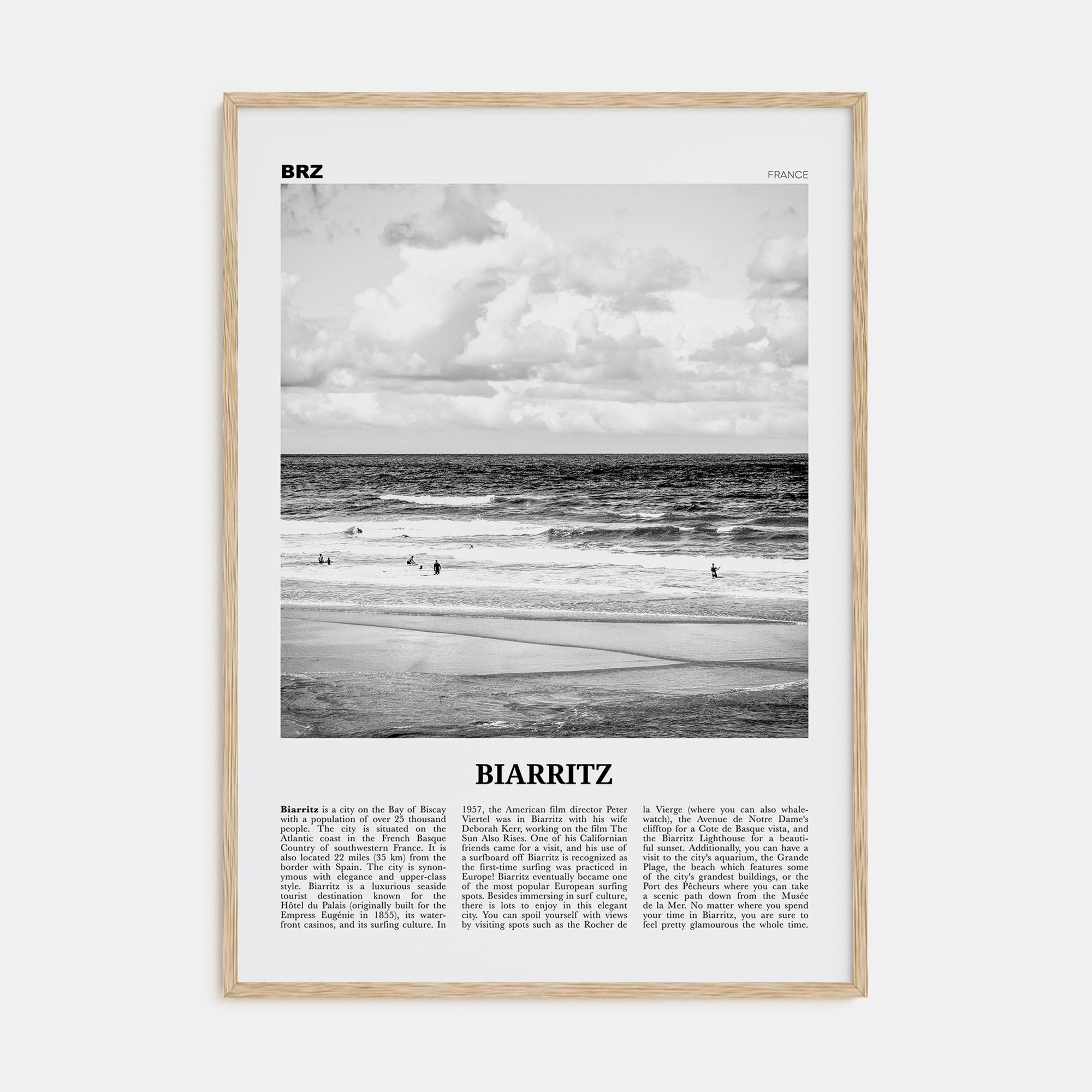 Biarritz Travel B&W Poster