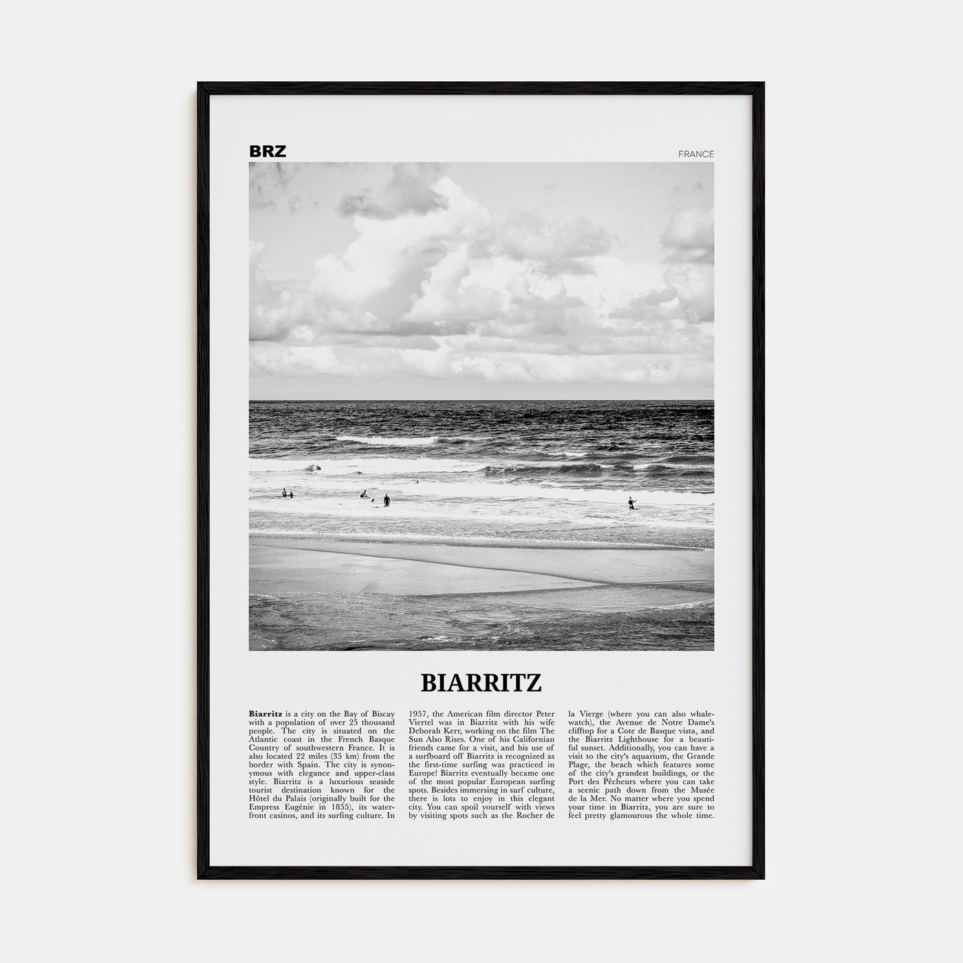 Biarritz Travel B&W Poster