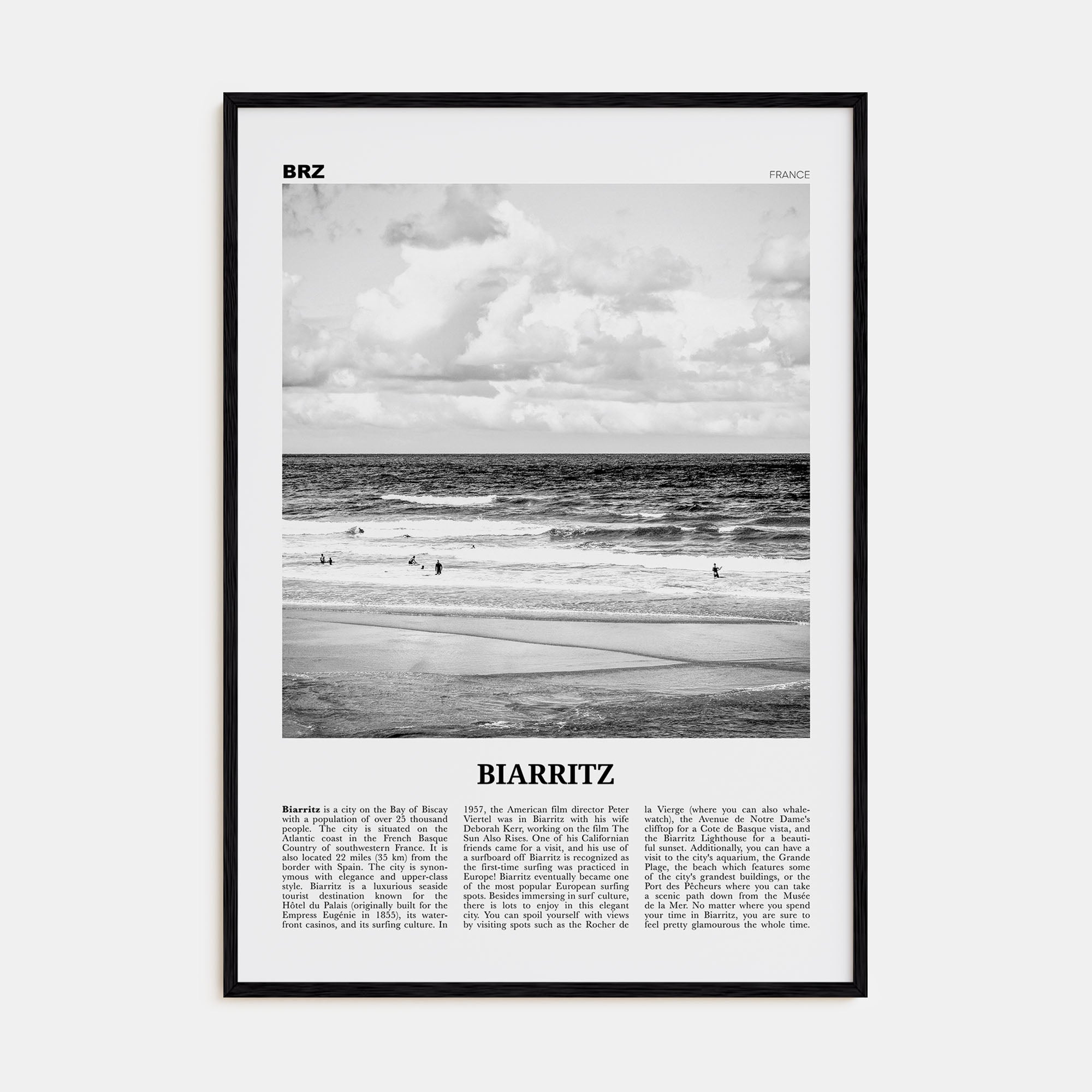 Biarritz Travel B&W Poster
