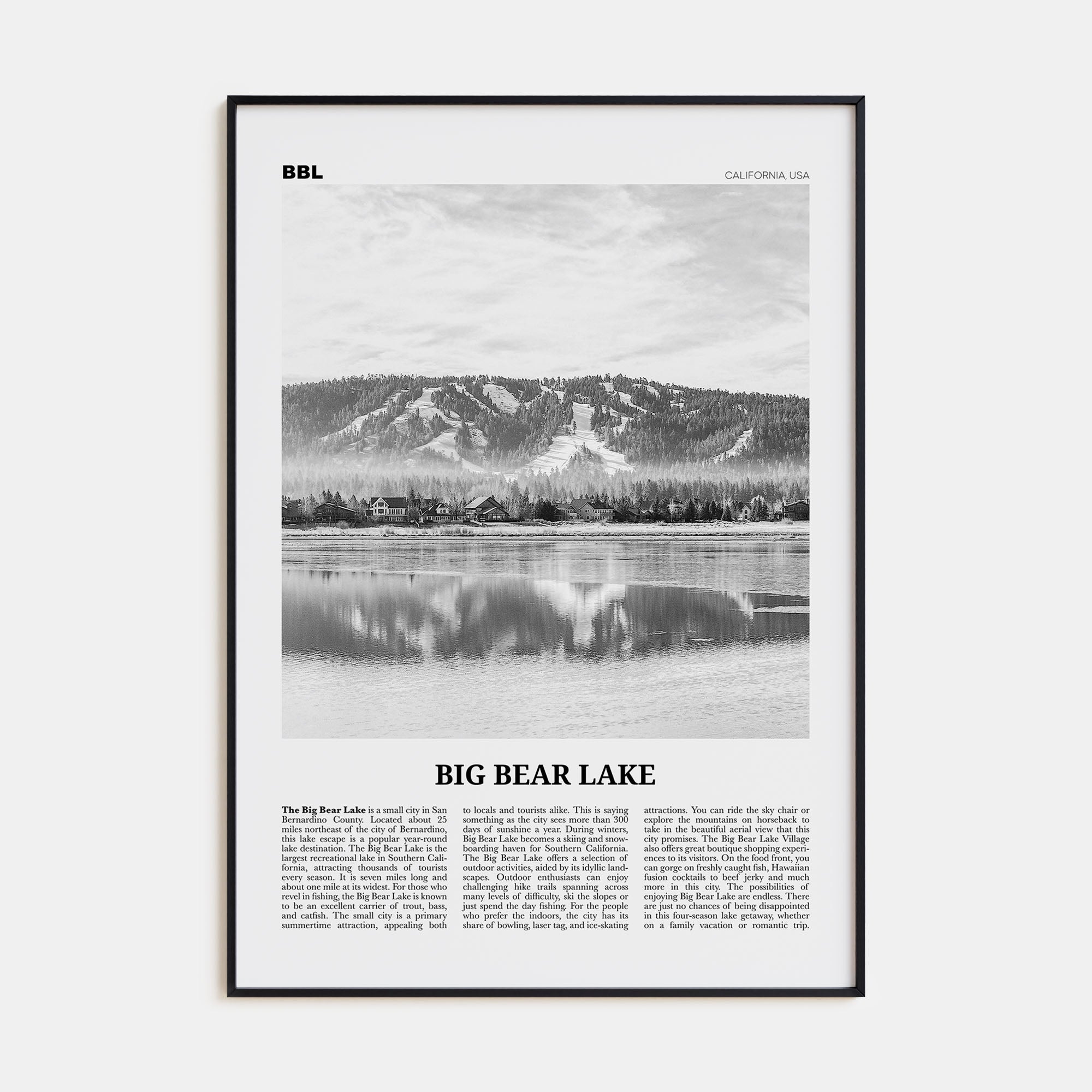 Big Bear Lake Travel B&W No 1 Poster