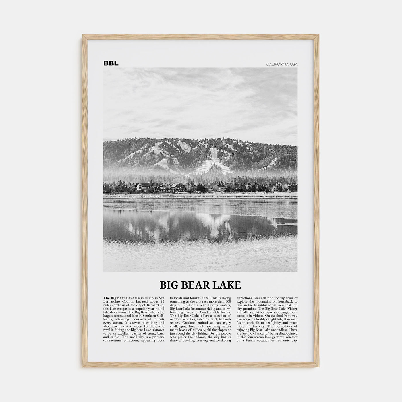 Big Bear Lake Travel B&W No 1 Poster