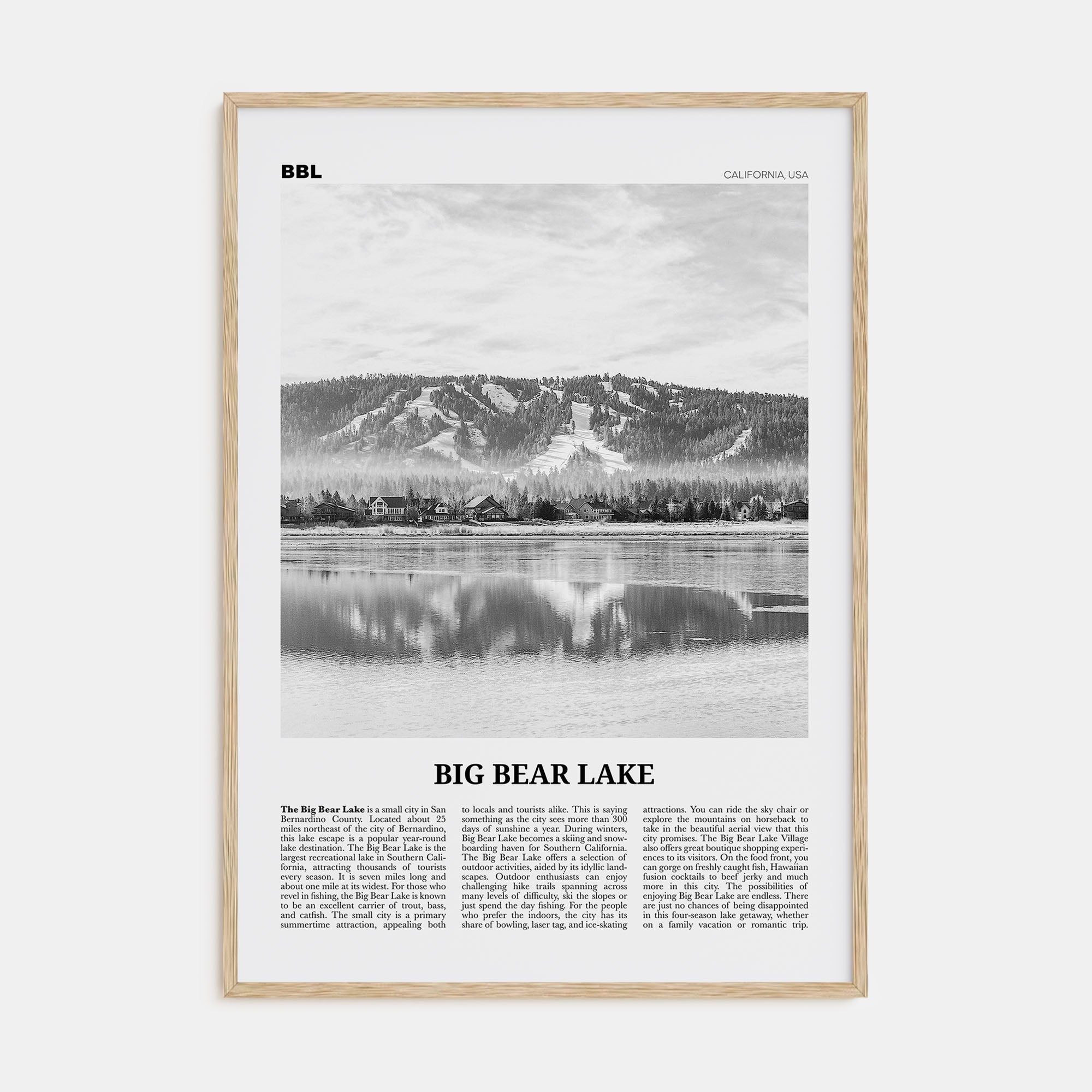 Big Bear Lake Travel B&W No 1 Poster