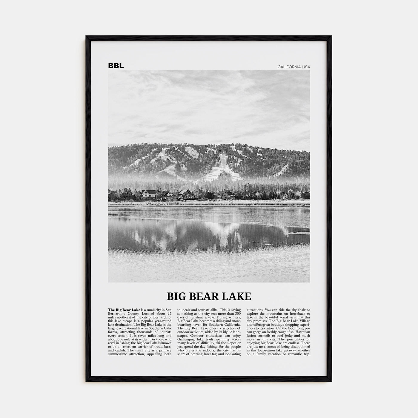 Big Bear Lake Travel B&W No 1 Poster