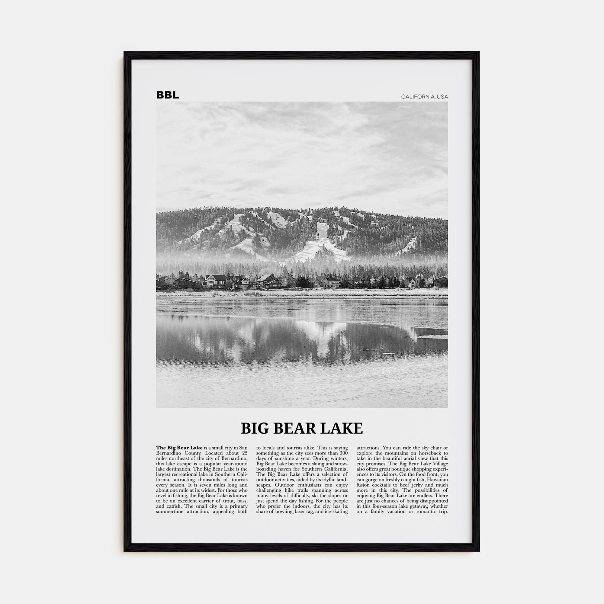 Big Bear Lake Travel B&W No 1 Poster