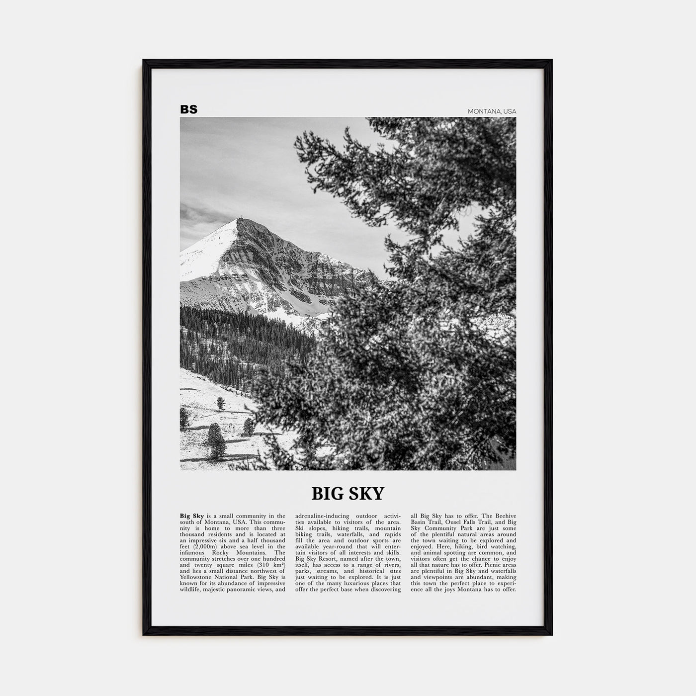 Big Sky Travel B&W Poster