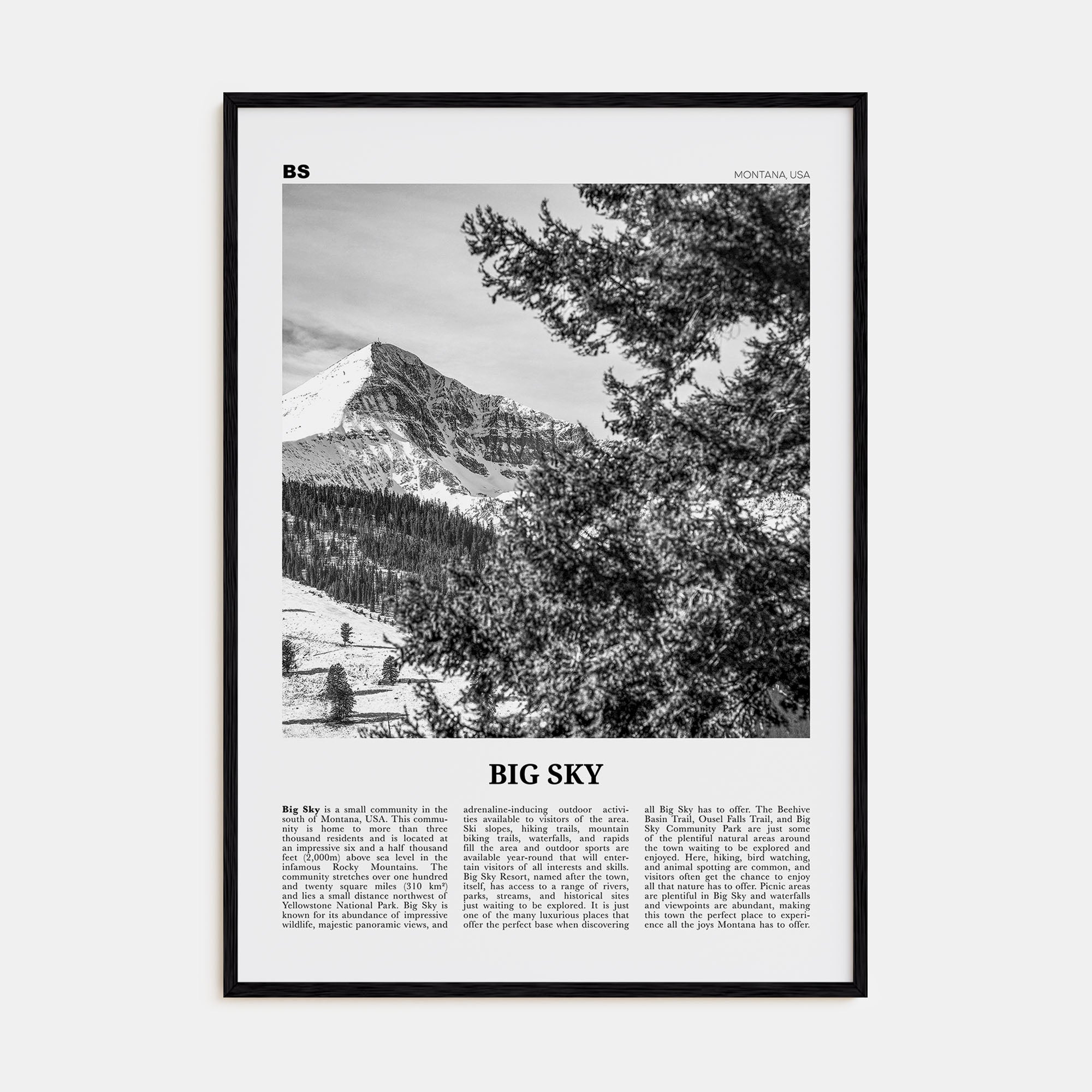 Big Sky Travel B&W Poster