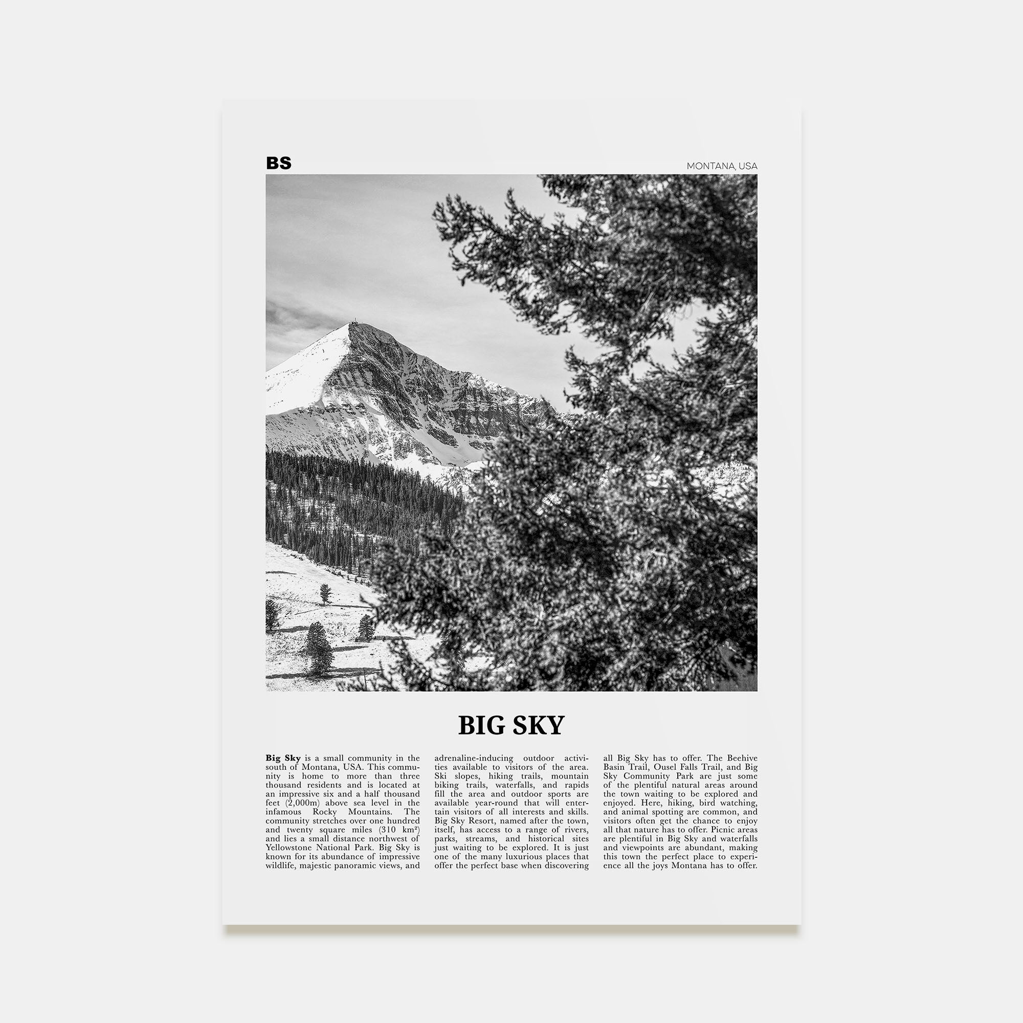 Big Sky Travel B&W Poster