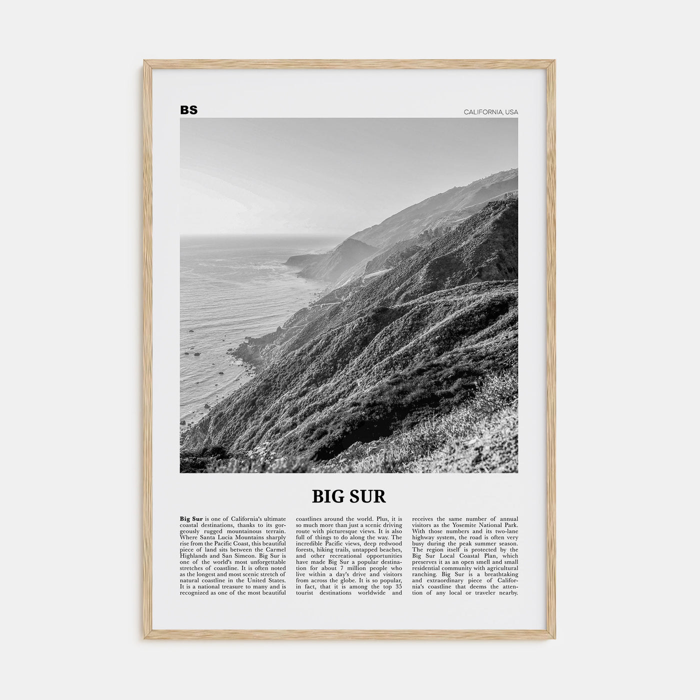 Big Sur Travel B&W No 2 Poster