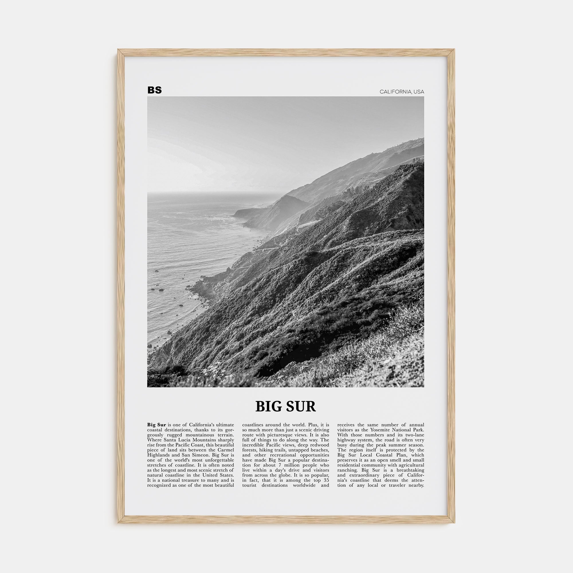 Big Sur Travel B&W No 2 Poster