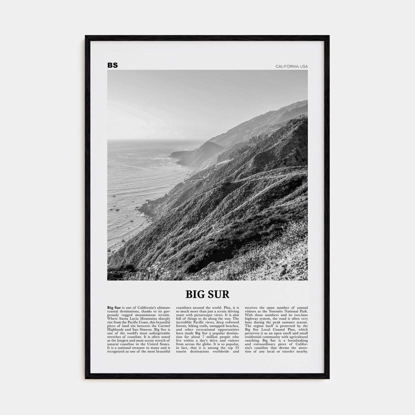 Big Sur Travel B&W No 2 Poster