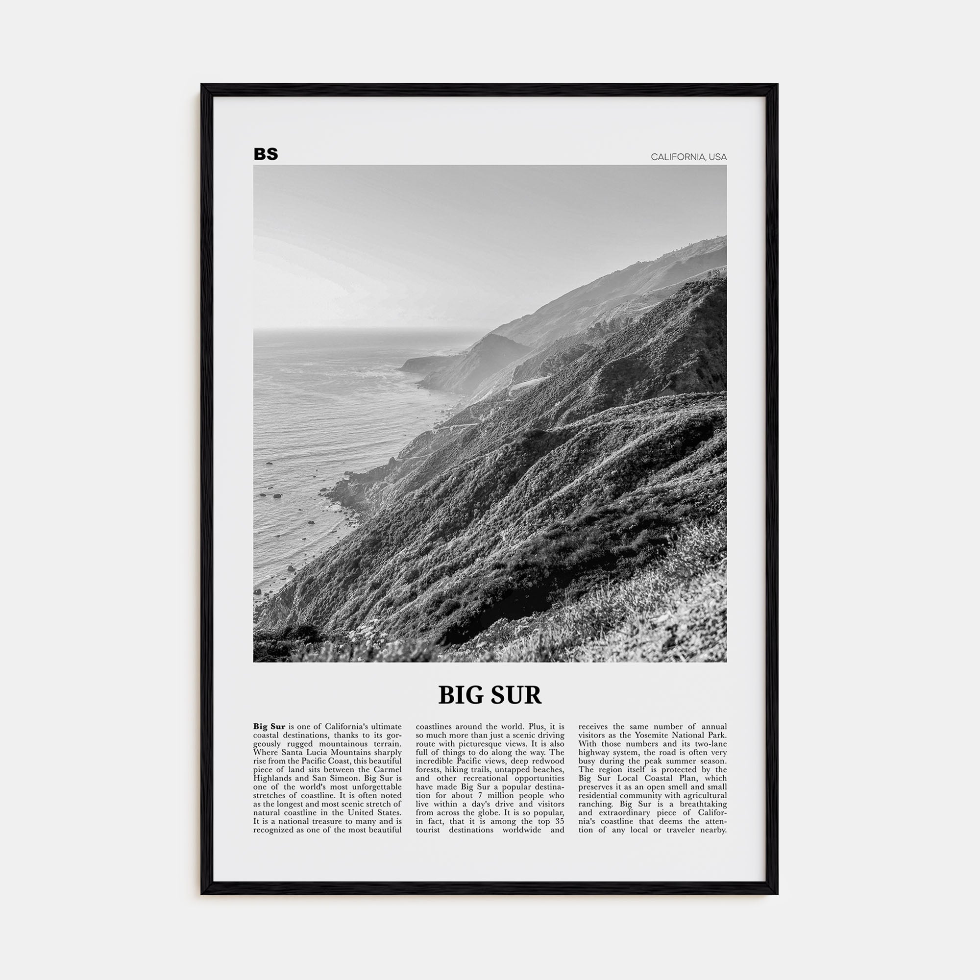 Big Sur Travel B&W No 2 Poster