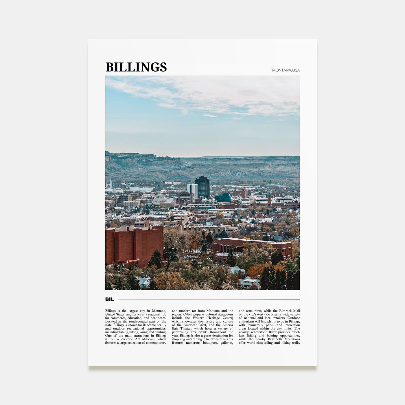 Billings Travel Color Poster