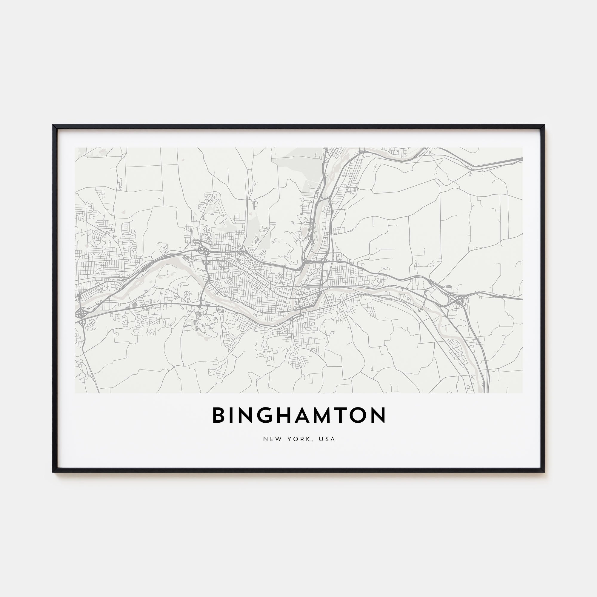 Binghamton Map Landscape Poster