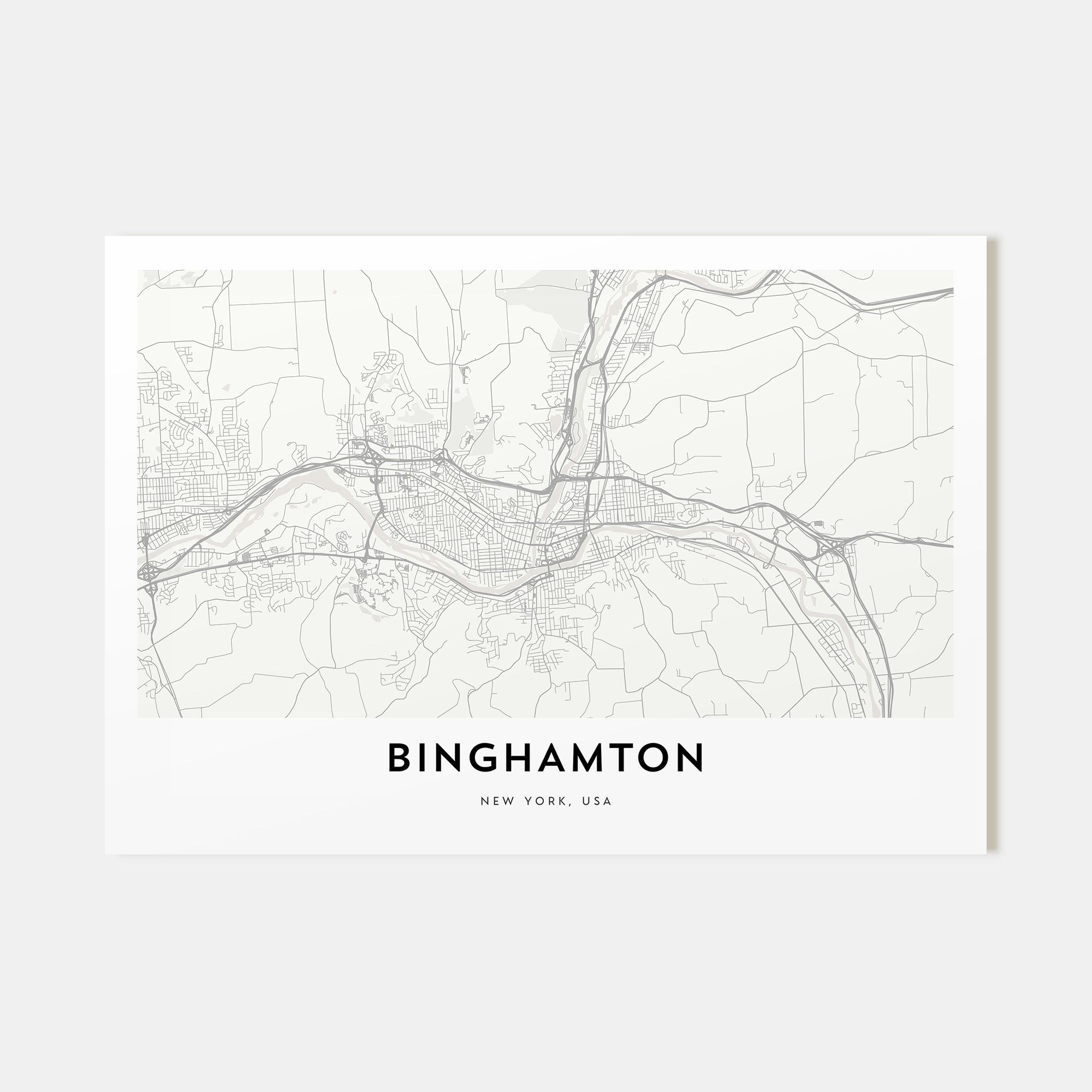 Binghamton Map Landscape Poster