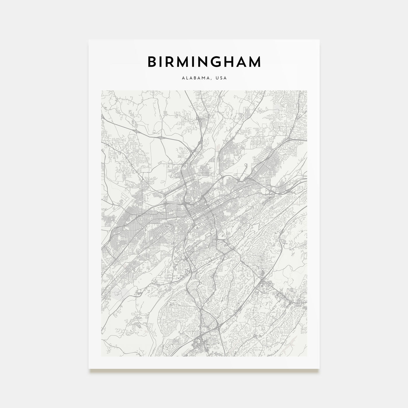 Birmingham, Alabama Map Portrait Poster