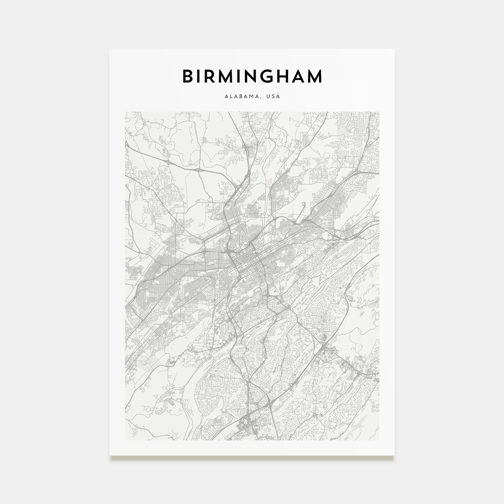 Birmingham, Alabama Map Portrait Poster