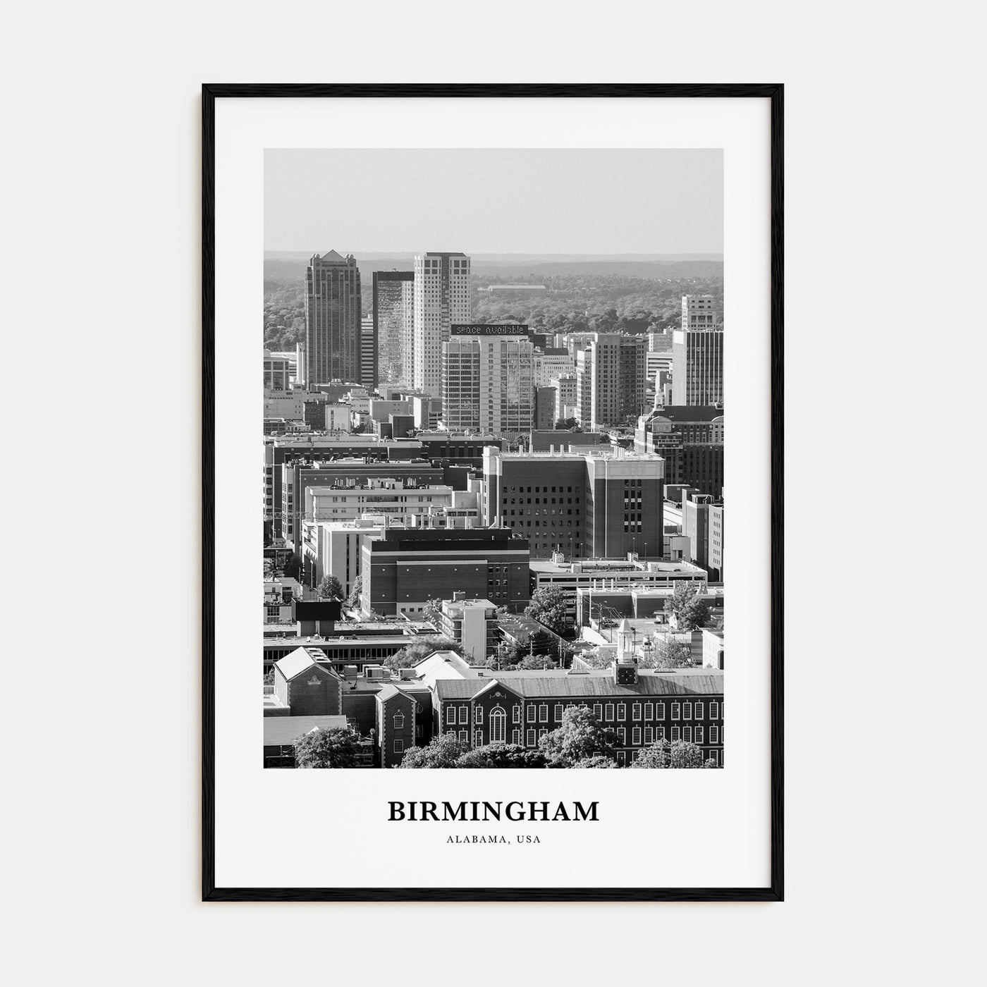 Birmingham, Alabama Portrait B&W Poster