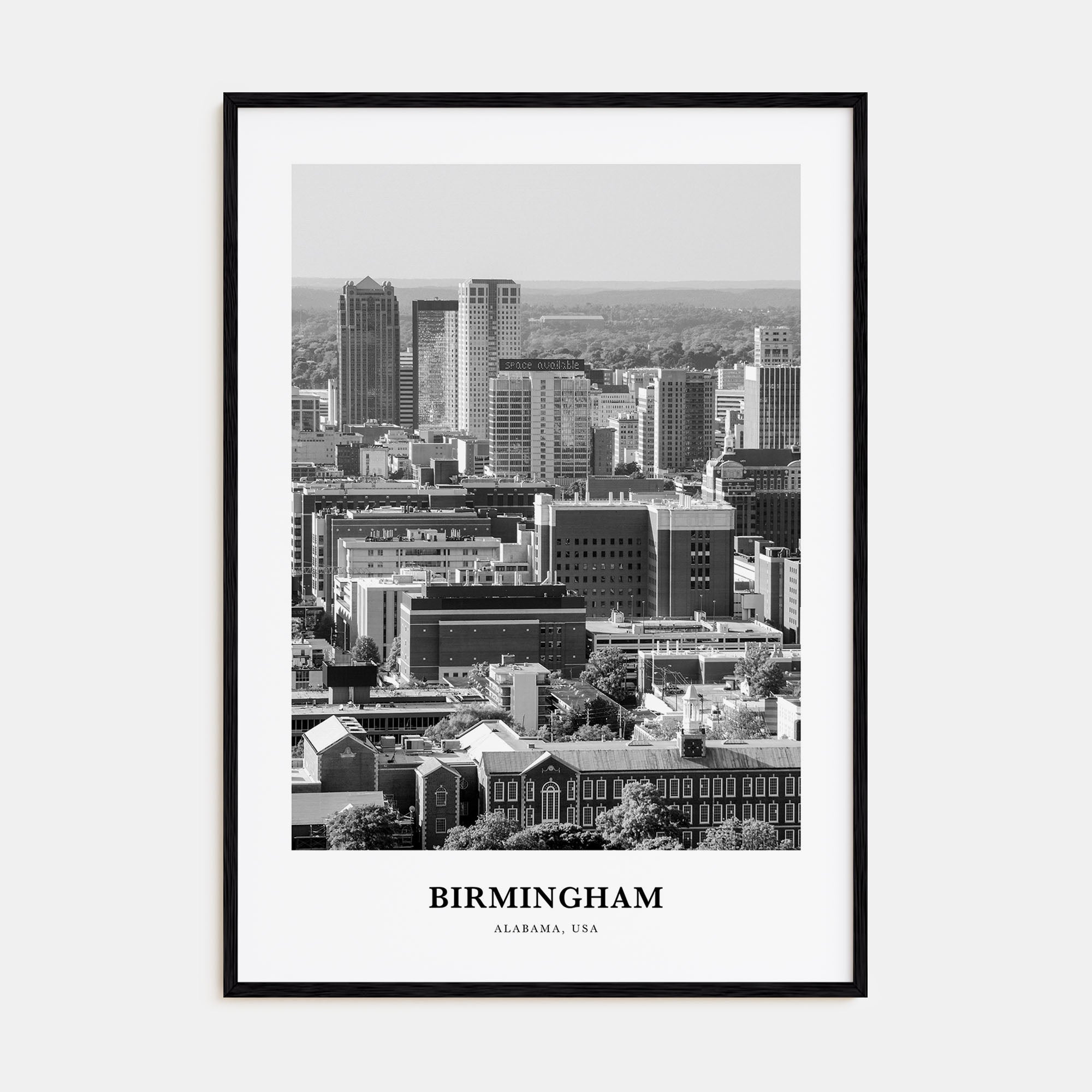 Birmingham, Alabama Portrait B&W Poster