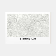 Birmingham, England Map Landscape Poster