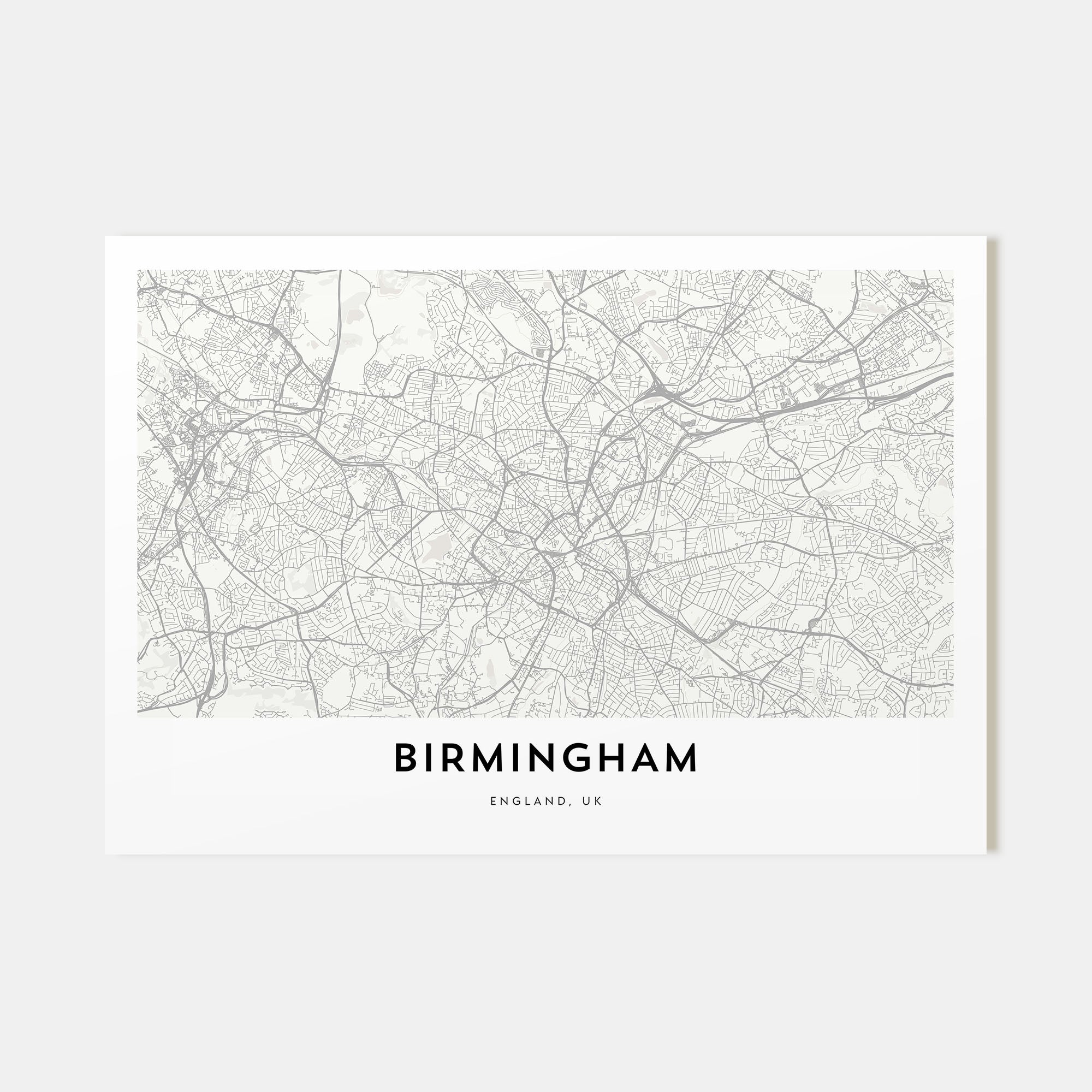 Birmingham, England Map Landscape Poster