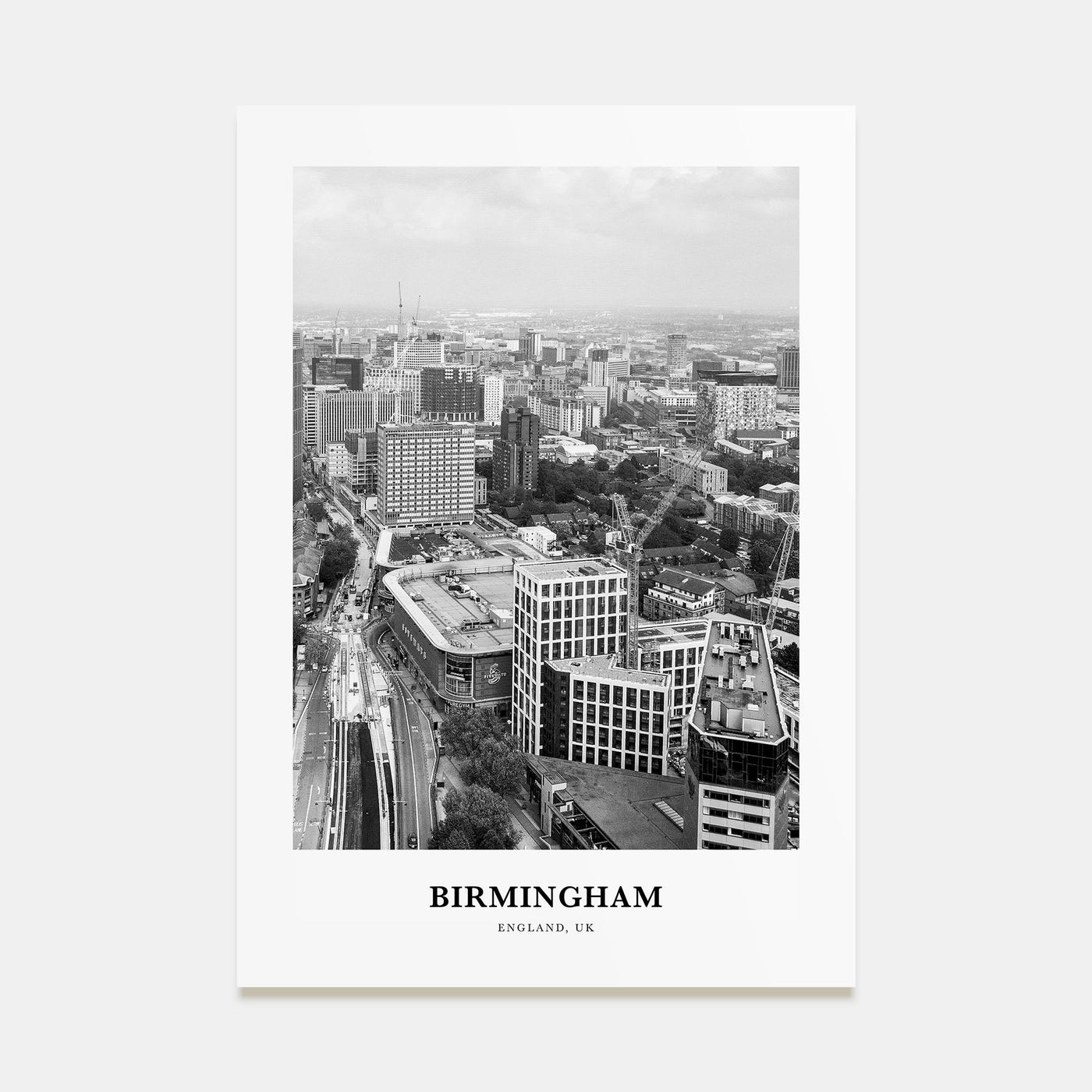 Birmingham, England Portrait B&W Poster