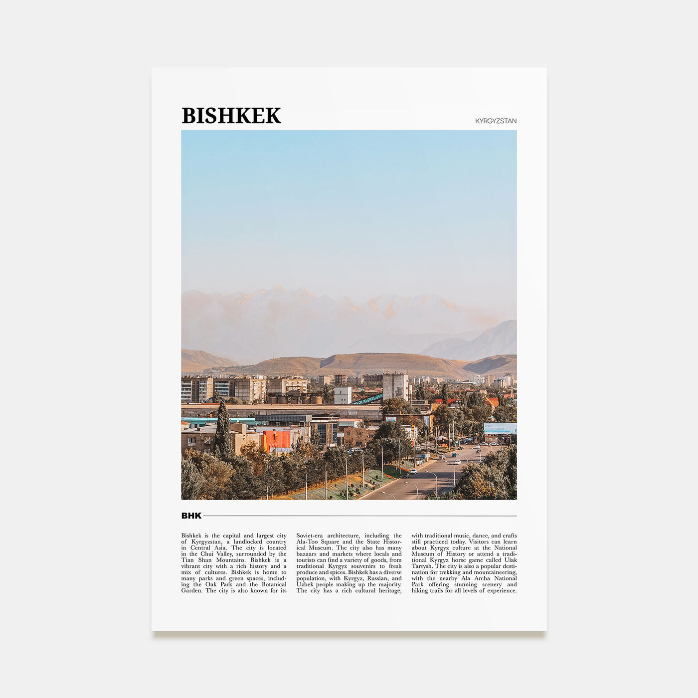 Bishkek Travel Color Poster