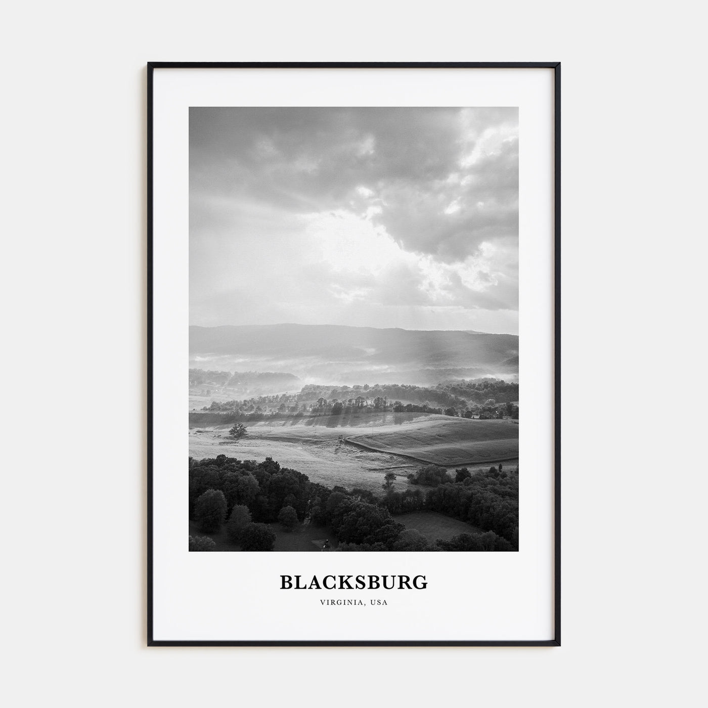 Blacksburg Portrait B&W Poster