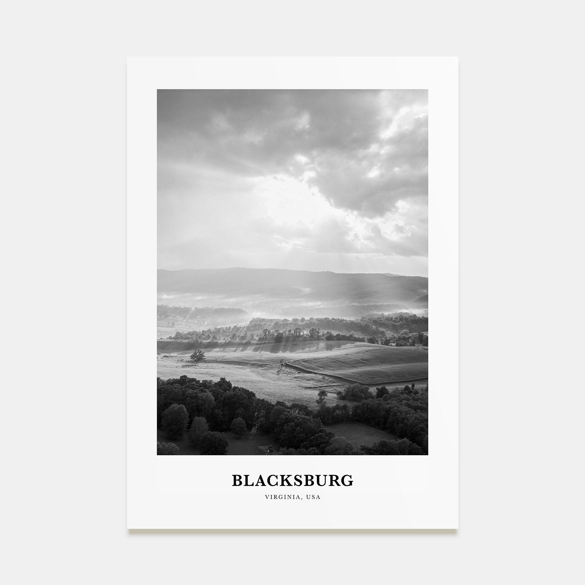 Blacksburg Portrait B&W Poster