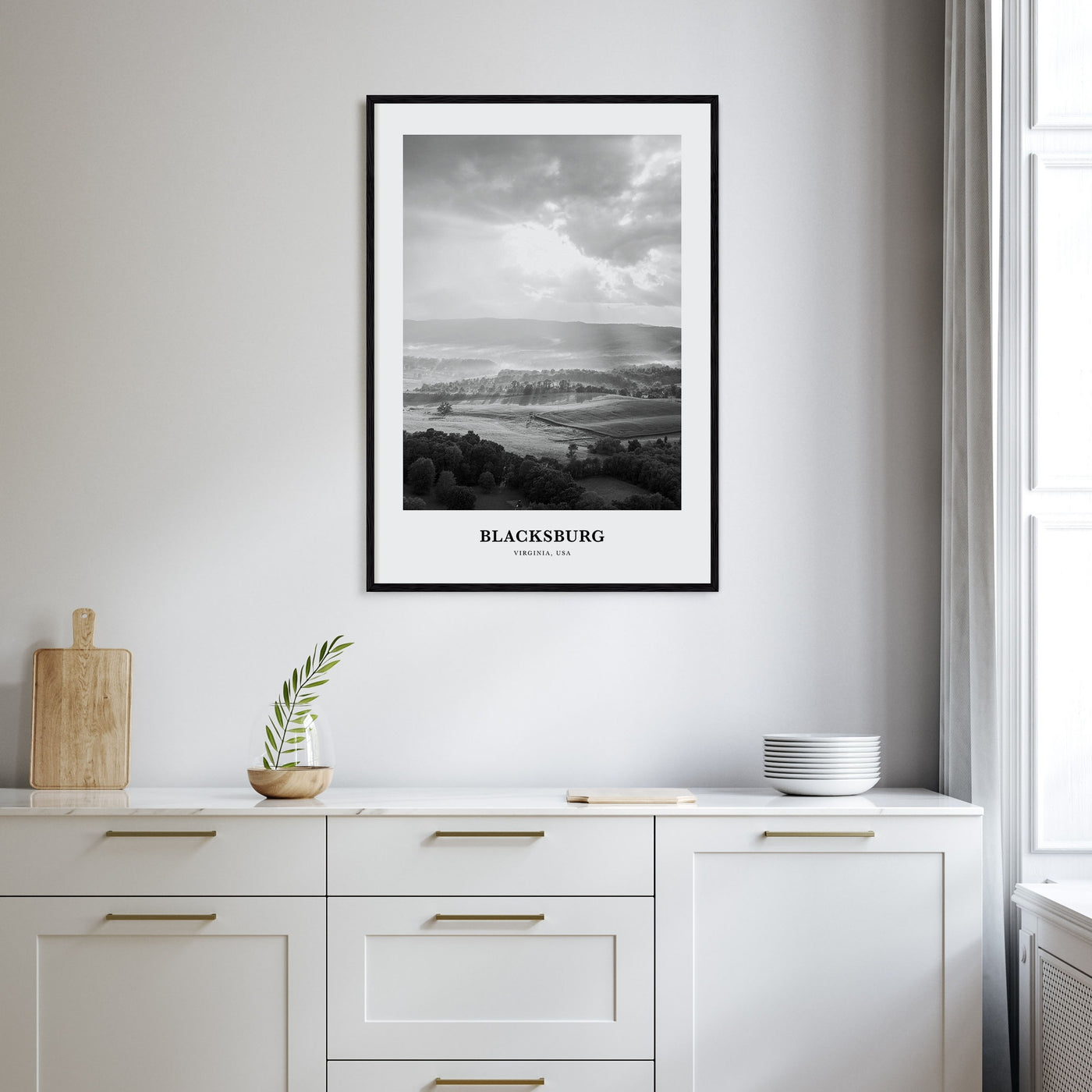 Blacksburg Portrait B&W Poster