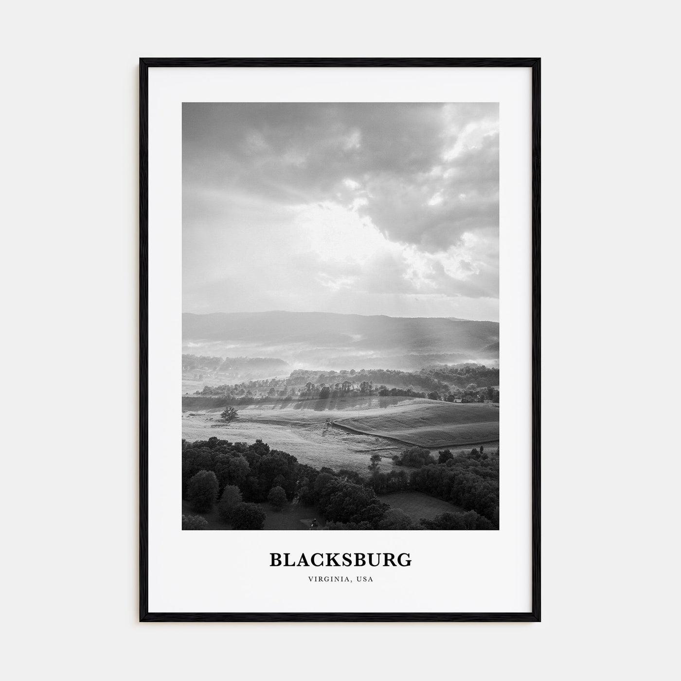 Blacksburg Portrait B&W Poster