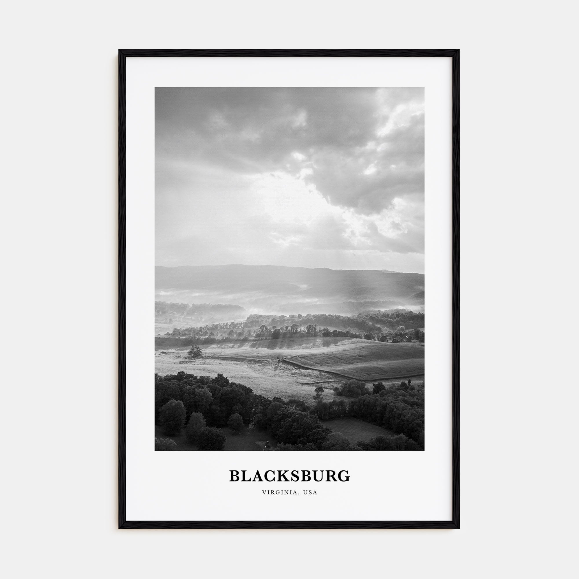 Blacksburg Portrait B&W Poster
