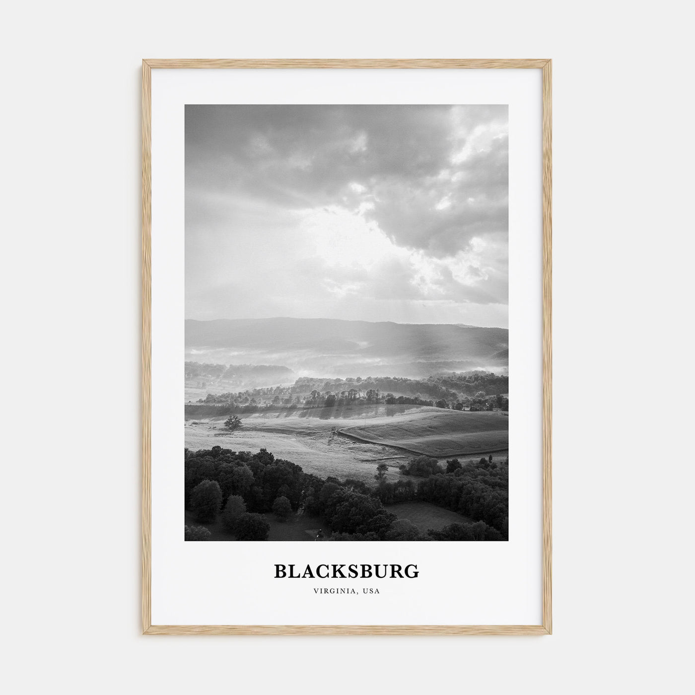 Blacksburg Portrait B&W Poster