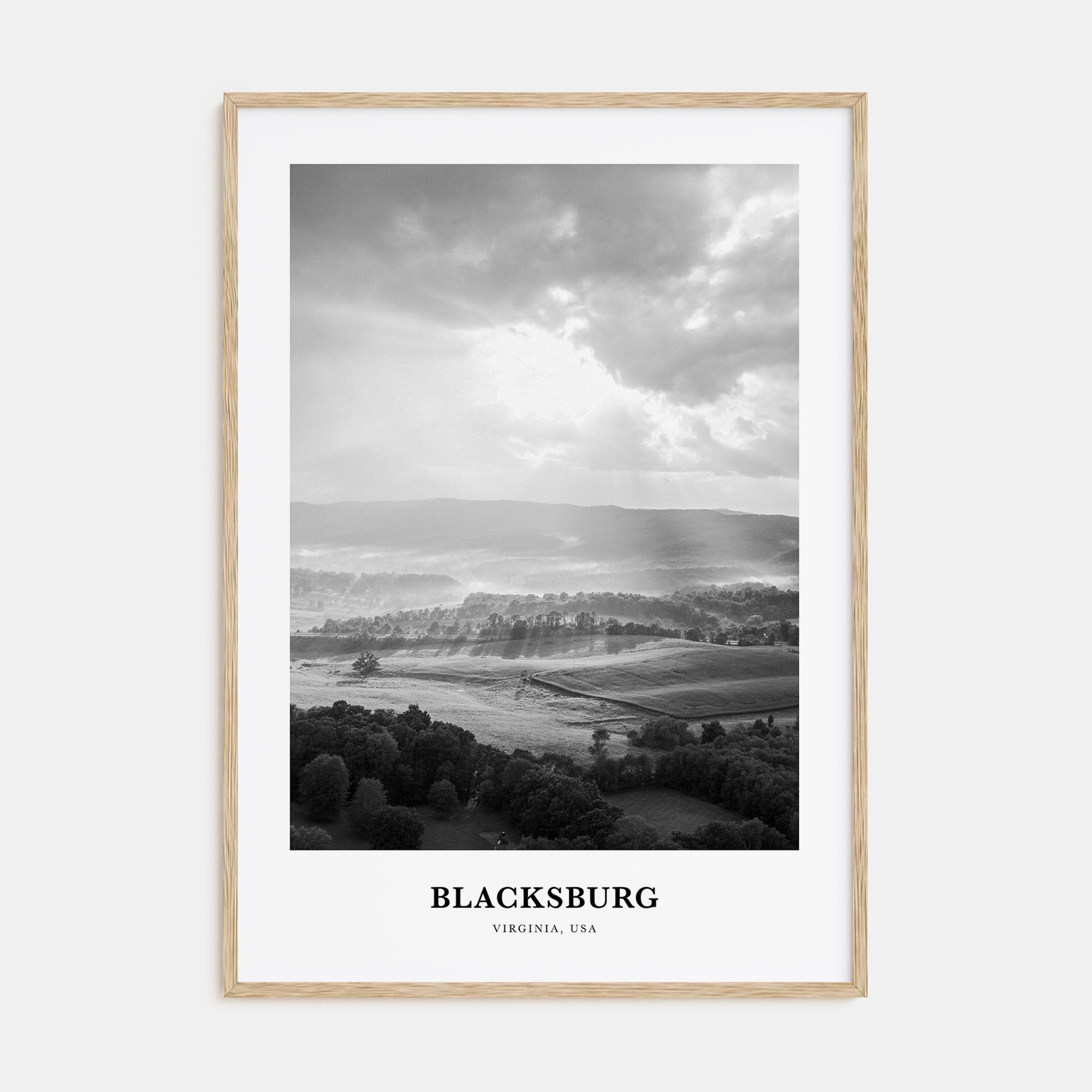 Blacksburg Portrait B&W Poster